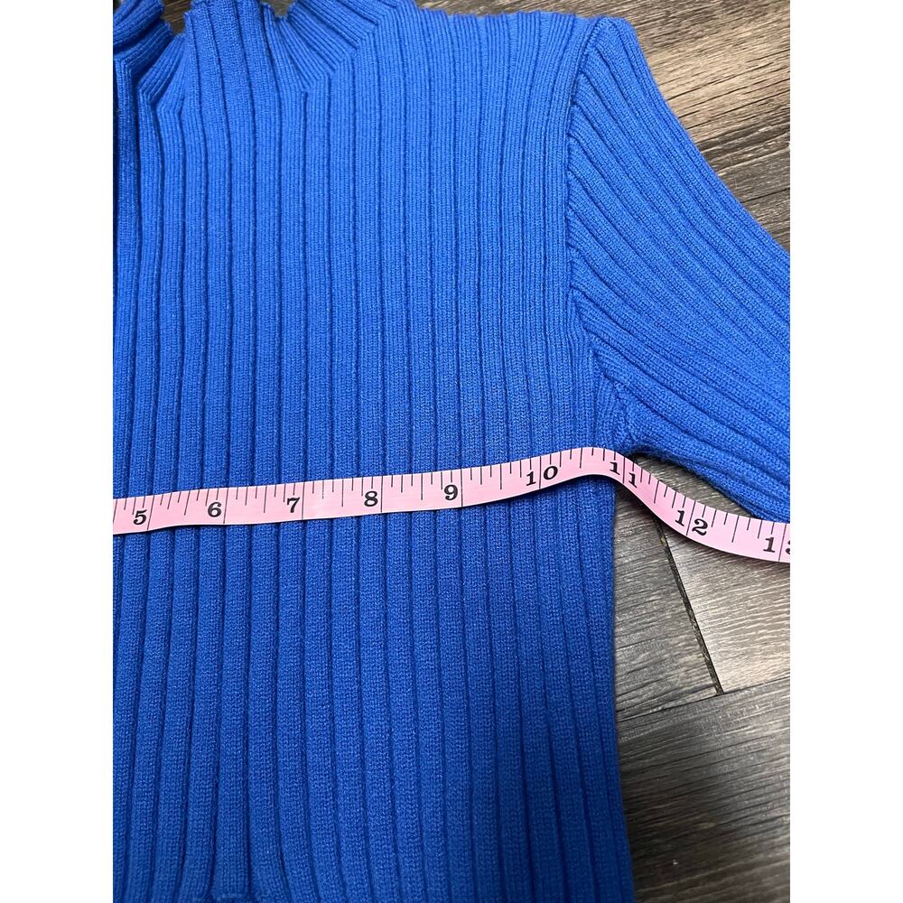 Edikted Blue Ribbed Mock Neck Crop Sweater Y2K Coquette Long Sleeve XS/S Bodycon - Picture 7 of 9